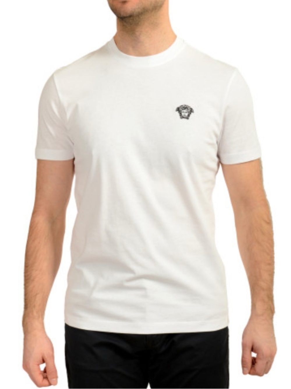 Men's Versace white cotton T-shirt with embroidered Medusa head logo size 4 XL